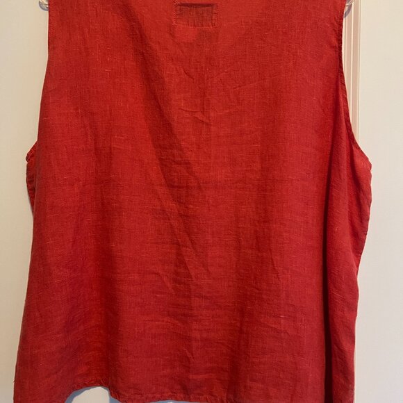 FLAX 100% Linen Watermelon Red Ladies Sleeveless Tank Top - Size L/Large - GUC - Picture 2 of 13